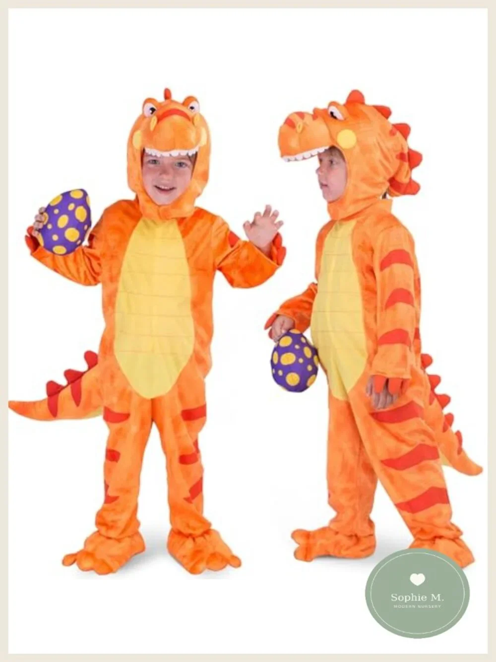 Toddler T-Rex Dinosaur Halloween Costume Kids Unisex with Egg and Booties